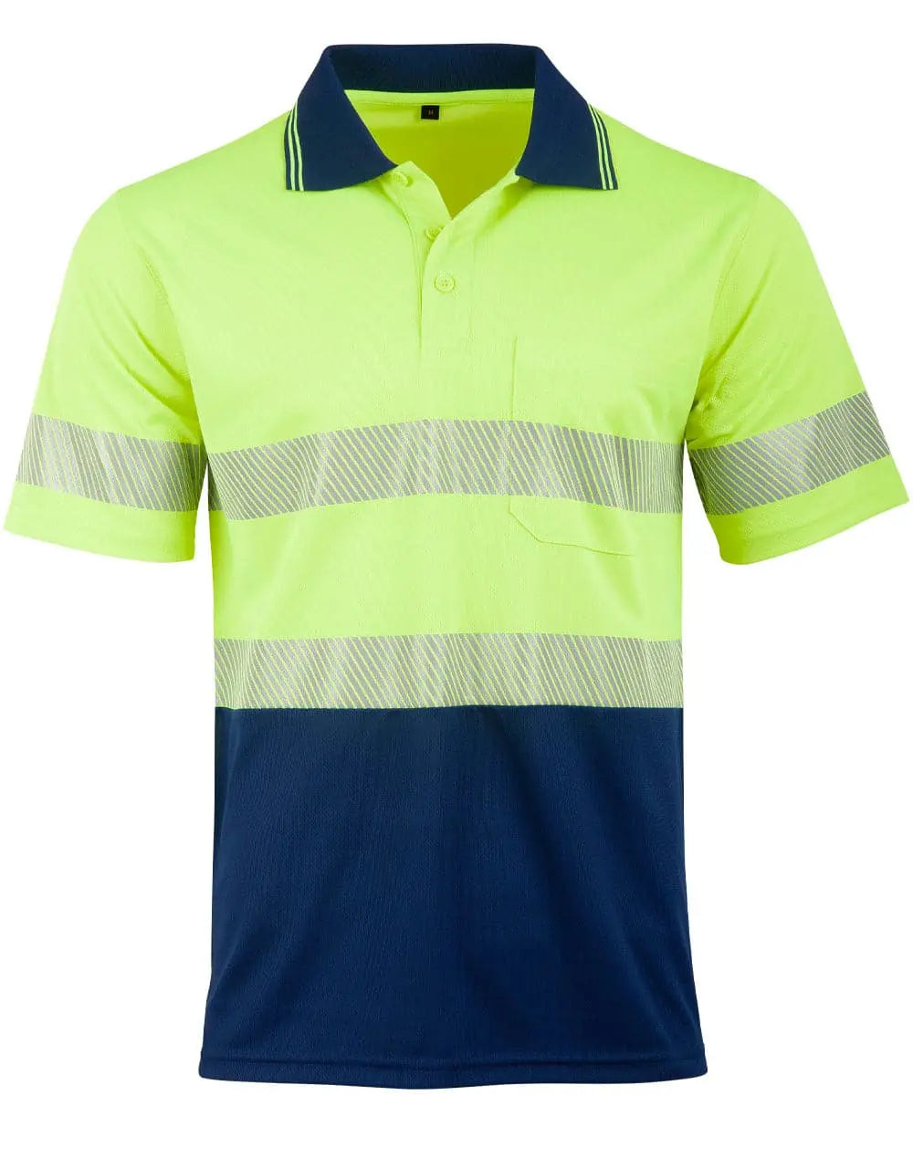 Unisex Cool Dry Segmented Tapes Hi Vis Short Sleeve Polo Shirt SW85 Metro Workwear.